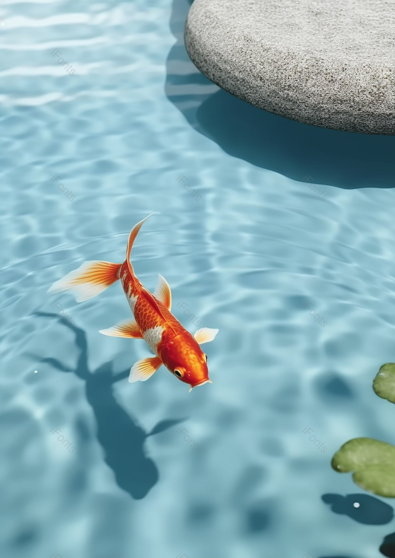 浮萍边鲤鱼水里游手绘背景,插画/手绘图,插画/手绘图库,插画/手绘图下载,插画/手绘